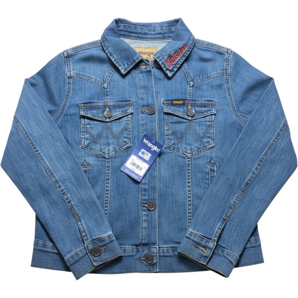 Wrangler Retro Auburn University Denim Jacket Womens Medium Blue LWJ701D NWT